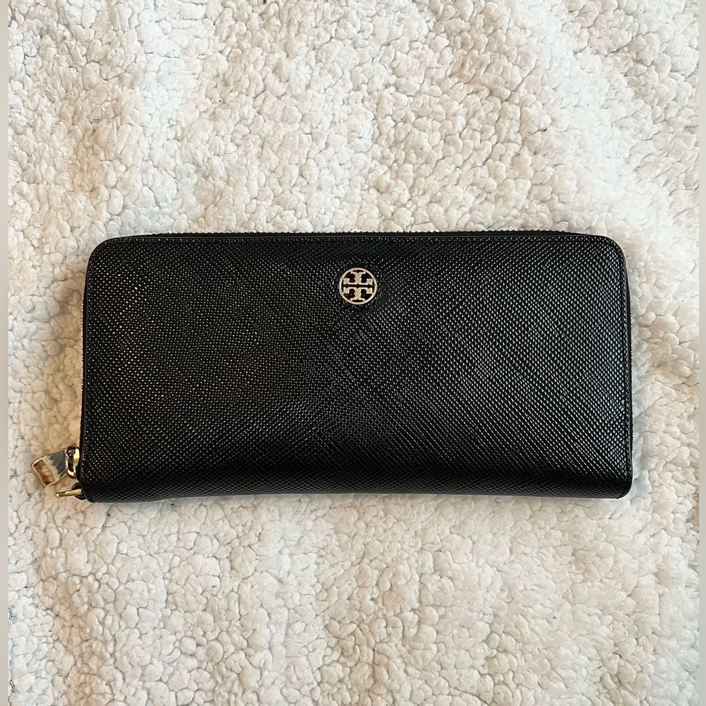 Tory Burch Black Zip-Around Wallet